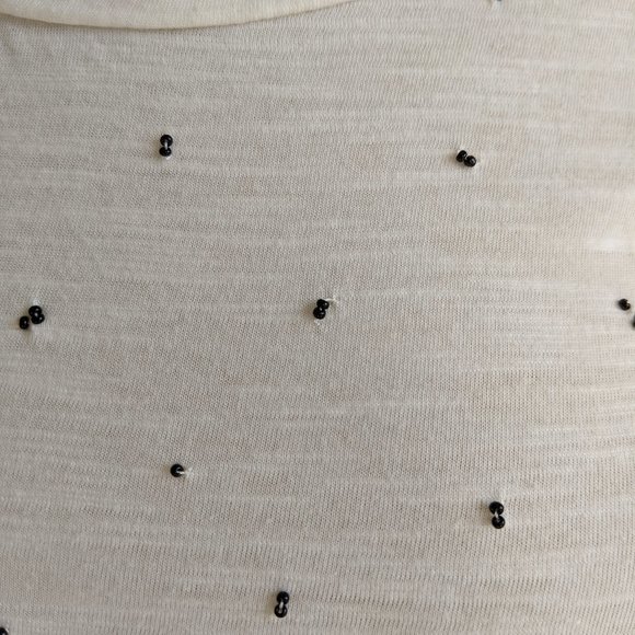 Ann Taylor LOFT ivory tee with black beading - Picture 3 of 7